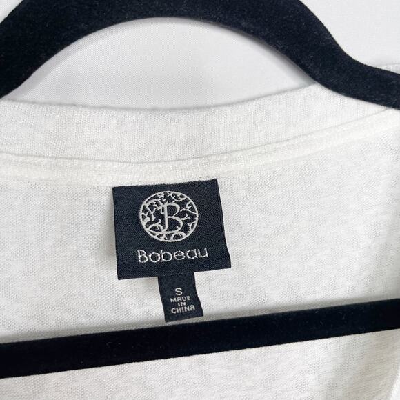 Bobeau Womens Small S White V Neck Twist Hem T Shirt Short Sleeve Slub Knit Tee - Picture 4 of 9